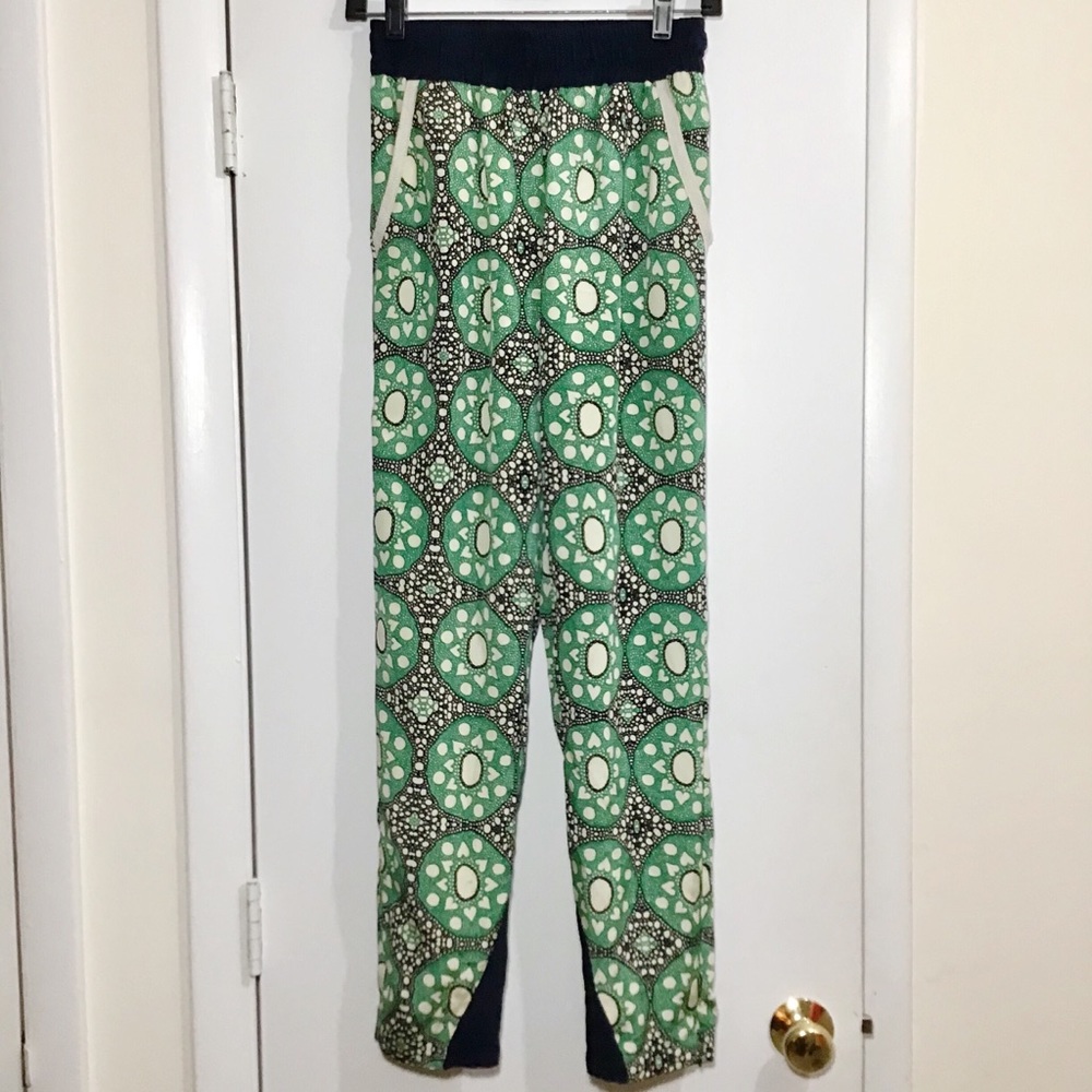Sea New York | Green and Navy Silk Pants Size 2